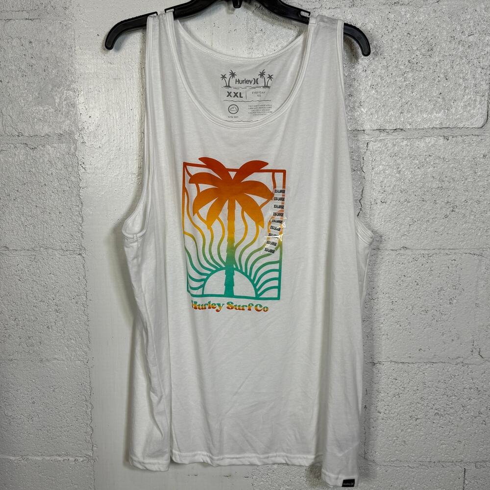 Hurley Everyday Palm Rise Print Tank Top Men, white 2XL